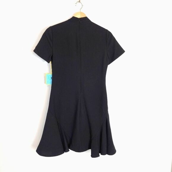 NWT Womens CeCe Bow Neck Short Sleeve Ruffle Hemline Black LBD Dress Size 0 - Picture 10 of 12